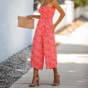 NWOT Vici Strapless Jumpsuit with Pockets